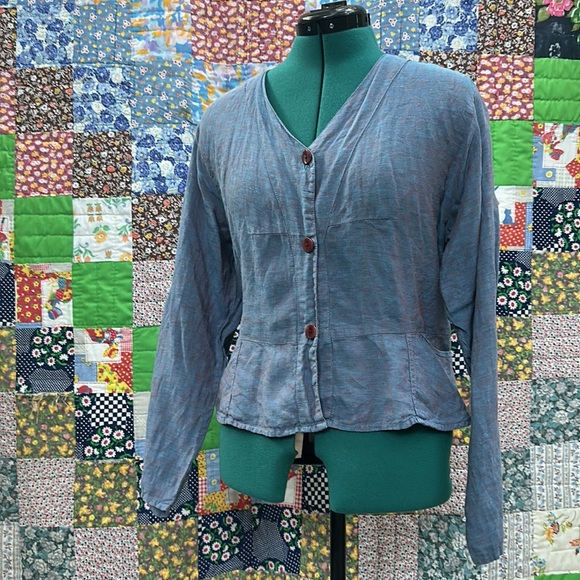 FLAX by Jeanne Englehart Button Down Blouse - Picture 1 of 4